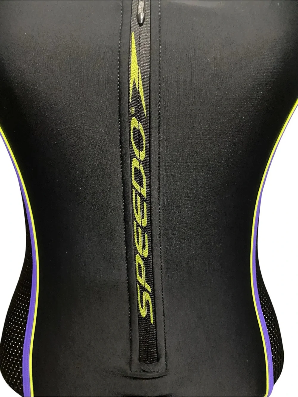 Vtg 90s Speedo Black Zipper Front Aquatic Fitness One Piece Swimsuit 10 Sporty